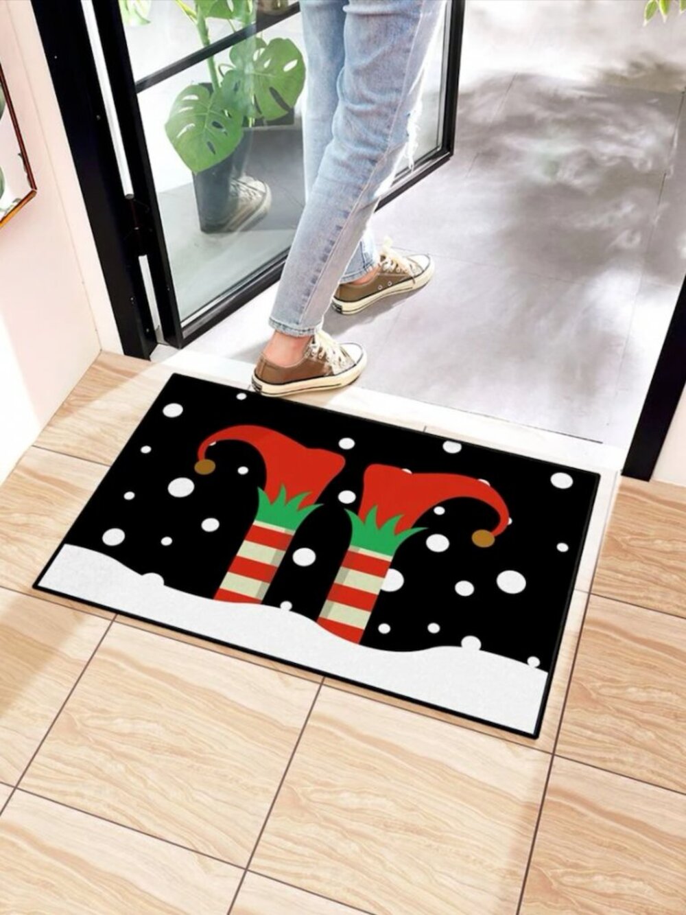 Christmas Shoe Print Door Mat